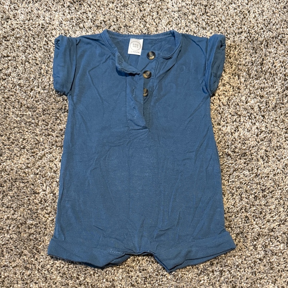 Lou Lou & Company Blue Button-Up Baby Romper
